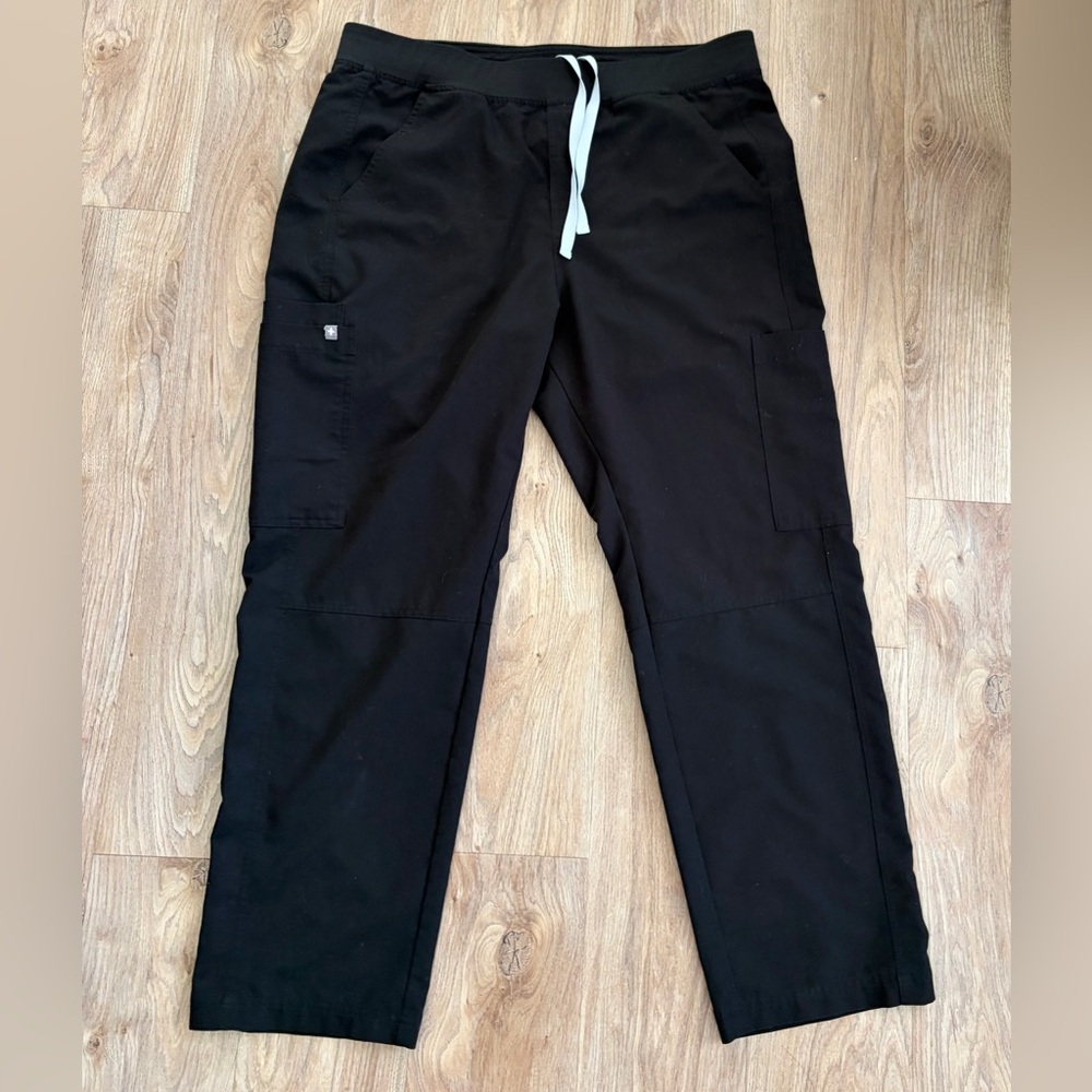 Figs Men's Black Scrubs Pants Bottoms XL Short/Petite w Drawstring